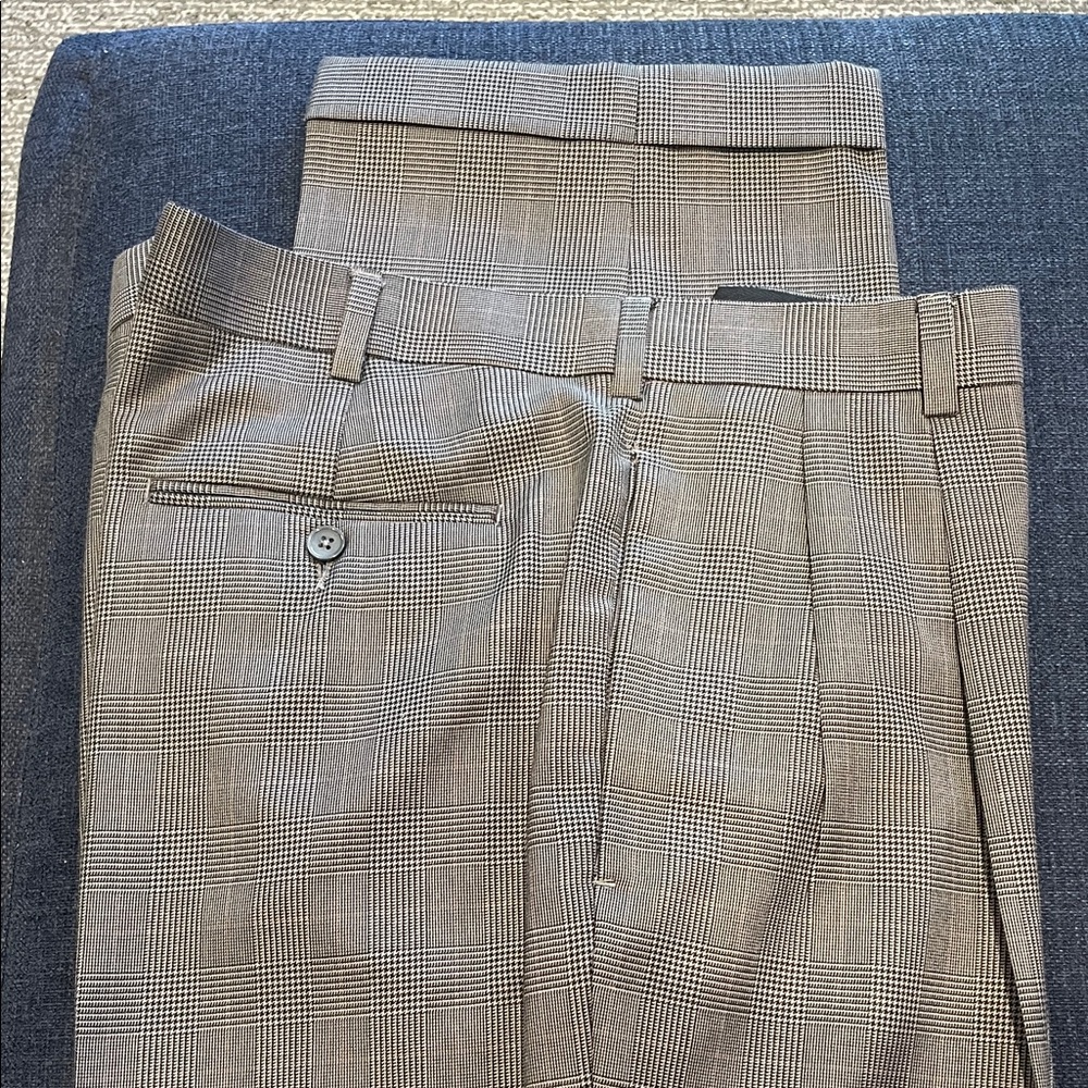 Plaid Dress Pants in Gray and Tan